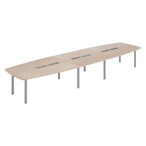 TABLE MODULABLE BELEM L 520 X P 140 CM -18 PERSONNES CHÊNE CLAIR/ALUMINIUM