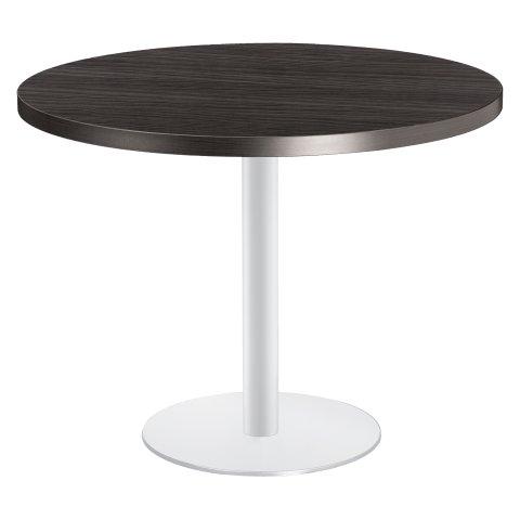 TABLE RONDE SHINY 100 CM NOIRE ÉBÈNE PIED MÉTAL BLANC