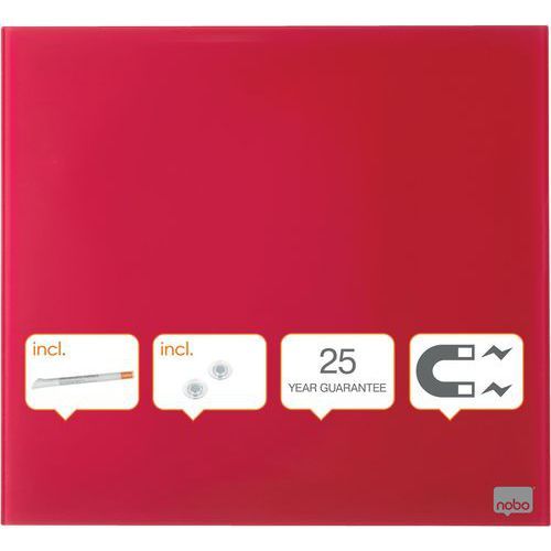 TABLEAU MÉMO MAGNÉTIQUE EN VERRE - 450X450 MM - ROUGE - NOBO