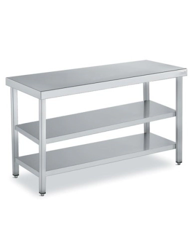 Tables Inox de Travail Centrale DISTFORM Premium avec 2 étagères - Profondeur 600 mm longueur 1800 mm - QC260180_0
