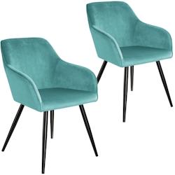 Tectake 2 Chaises MARILYN Design en Velours Style Scandinave - turquoise/noir -404054 - bleu plastique 404054_0