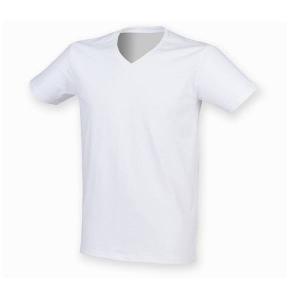 Tee-shirt stretch col v homme (blanc) référence: ix188075_0