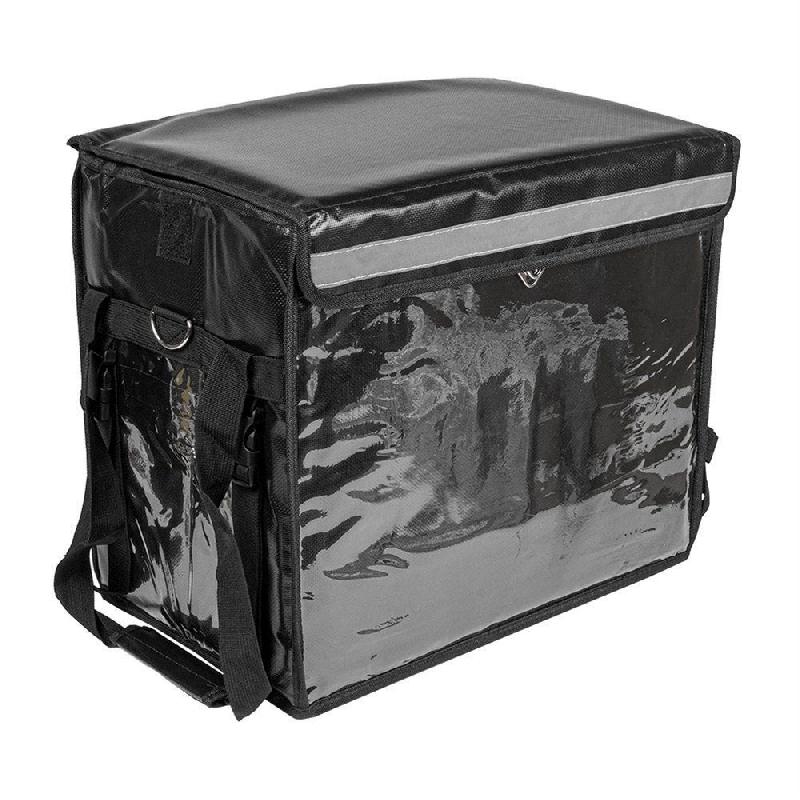 Valise de transport repas avec anses en vinyl noir 44x37x29cm_0