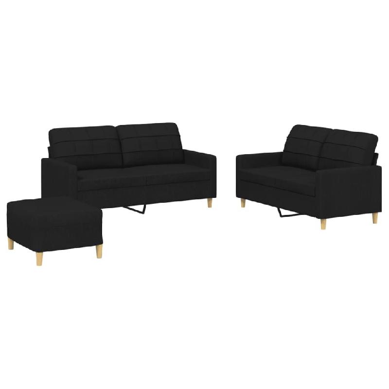 VidaXL Ensemble de canapés 3 pcs avec coussins Noir Tissu Modèle Atlas Office Modern - 3201286_0