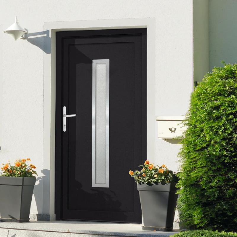 Vidaxl porte d'entrée anthracite 98x200 cm pvc 3187899_0