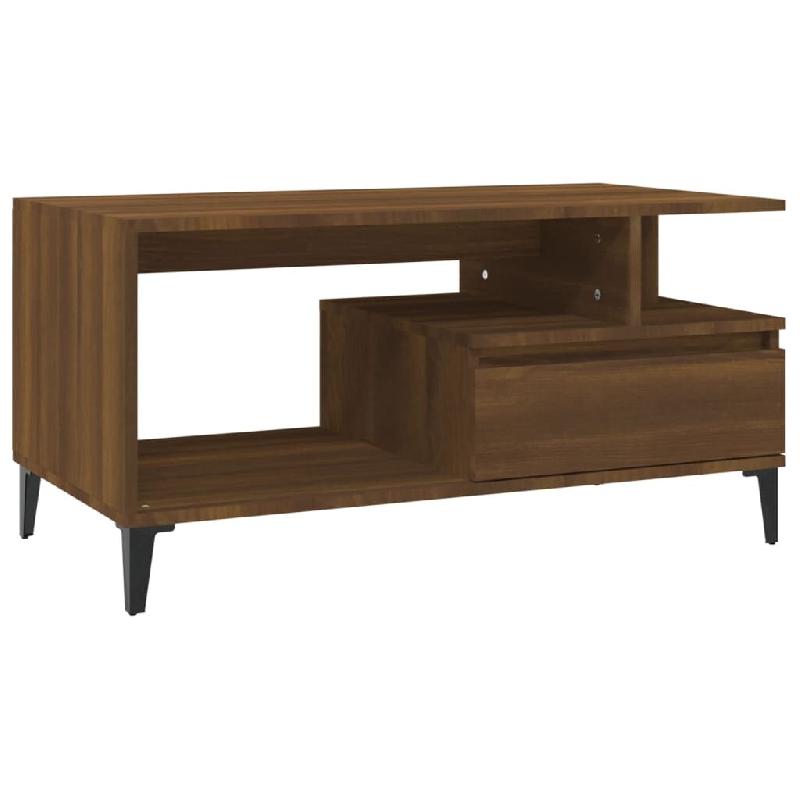 VidaXL Table basse Chêne marron 90x49x45 cm Bois d'ingénierie Modèle Jardin Altair Prime Plus - 819627_0
