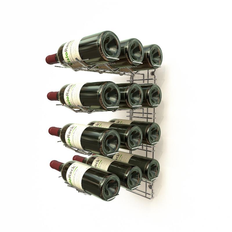 Visioplan VRS4N3C - Support et paniers en acier chromé pour 12 bouteilles sur 4 niveaux_0