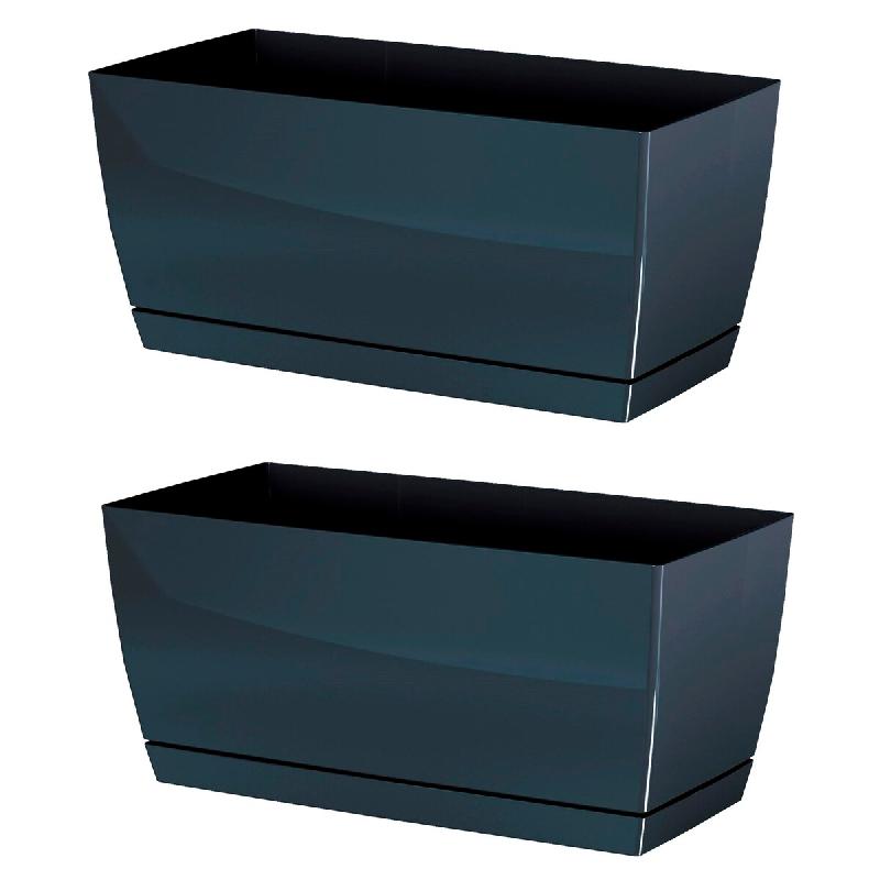 WellHome - Lot de 2 jardinières en plastique Coubi Case P coloris graphite 29x14,2x13,6cm - gris plastique polypropylène PK4369_0