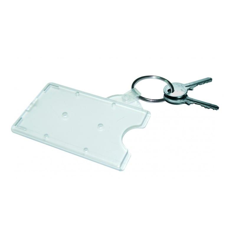 Lot de 14 porte-badges rigides en polycarbonate dépoli - avec anneau porte-clés - format 86 x 54 mm_0