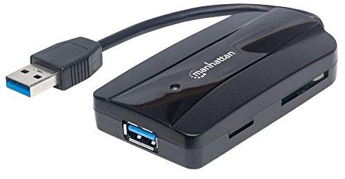 Hub informatique Manhattan 163590 - USB 3.0 (3.1 Gen 1) Type-A - 5000 Mbit/s - Noir - Lecteur de cartes intégré_0