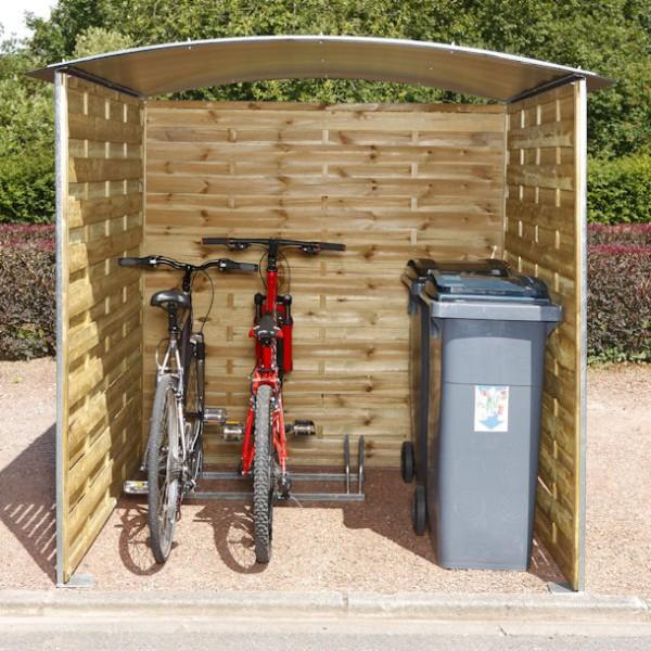 Abri bois multi usage vélos et poubelles - Cour et Jardin