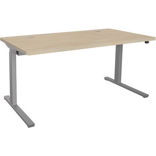 ADEMA+ BUREAU RÉG. ÉLECT. 160X80CM PLAT. CHÊNE NATUR/ARGENT - CLEN