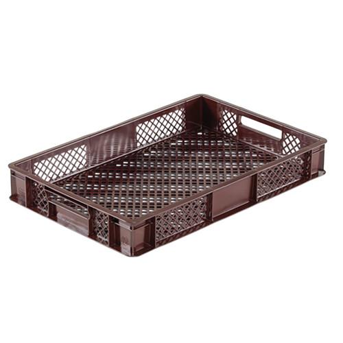 Bac plastique gerbable Norme Europe ajouré Eco multicolore Marron 600 x 400 x 90 mm - Réf : BAC159BE6409005_0