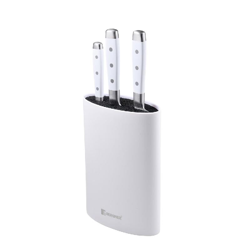 BERGNER Naturally - Ensemble de 3 couteaux en acier inoxydable avec bloc blanc - blanc inox Q5050_0