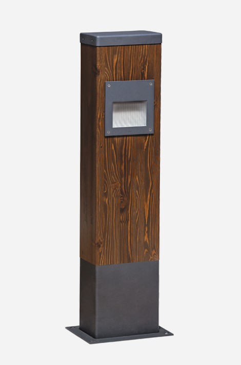 Borne lumineuse d'éclairage public Natty 3 - LED 9,4 W - Aluminium, acier, bois anodisé - Hauteur 1,06 m_0