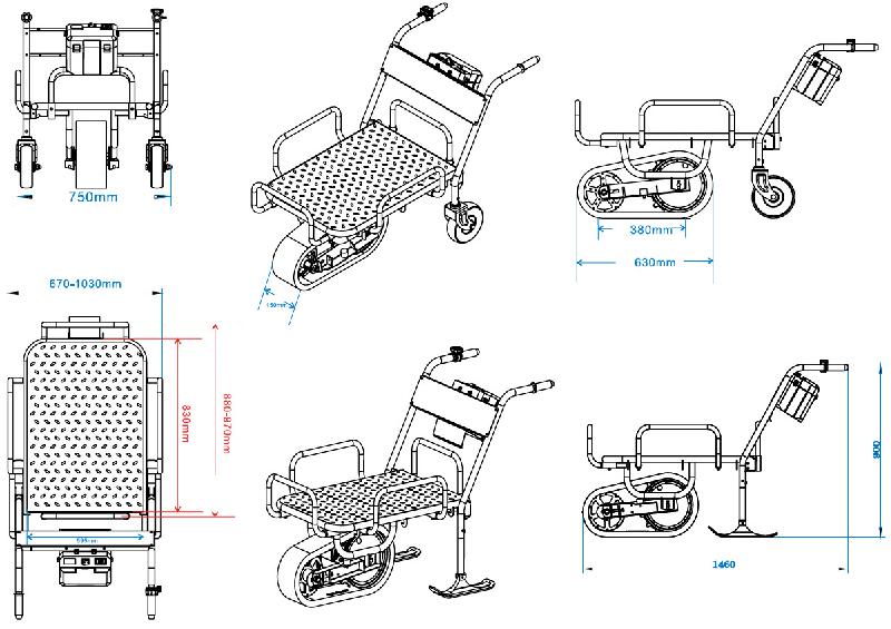 Brouette électrique à plateau 150kg sur chenille avec roues et skis Torros ERP150_0