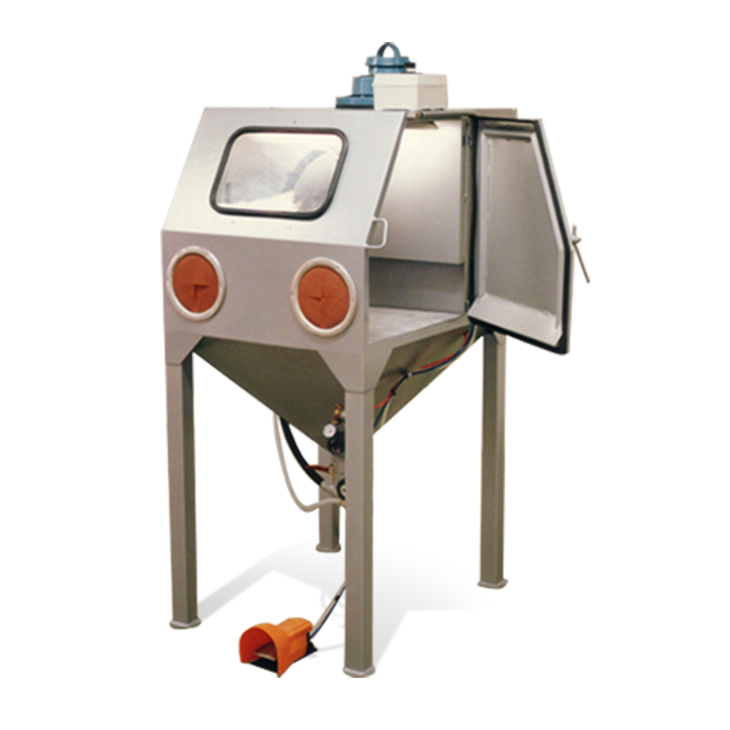 Cabine de sablage à manche avec dépoussiéreur intégré - D080, avec grille-support de travail et porte-pistolet réglable_0