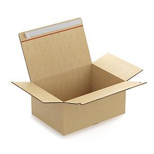 CAISSE CARTON BRUNE DOUBLE CANNELURE MONTAGE INSTANTANÉ FERMETURE ADHÉSIVE RAJA 43X31X20 CM