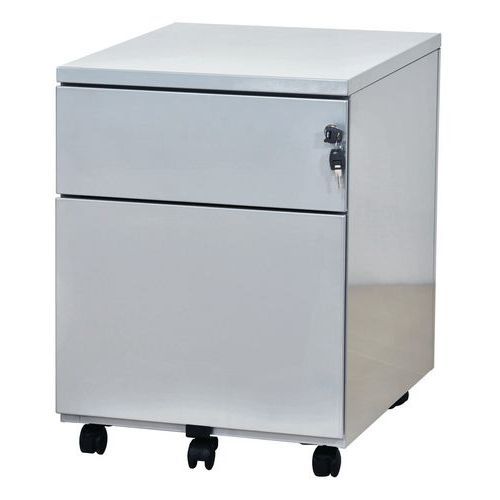 CAISSON MOBILE MÉTALLIQUE 2 TIROIRS COLORIS ALU RAL 9006 - VINCO