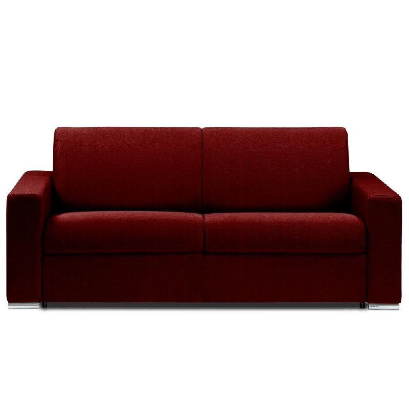 Canapé-lit DREAMER Express - Sommier à lattes 160x197 cm - Matelas 16 cm microfibre Bordeaux_0