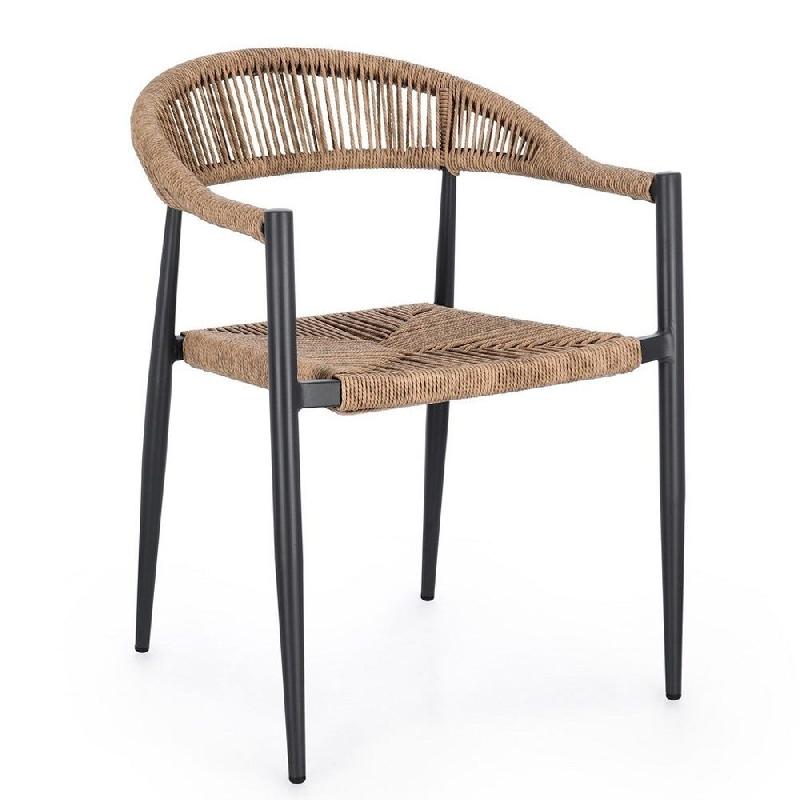 Chaise avec accoudoir Jandia anthracite SA26/naturel 56 x 60 x 78 cm - par 4_0