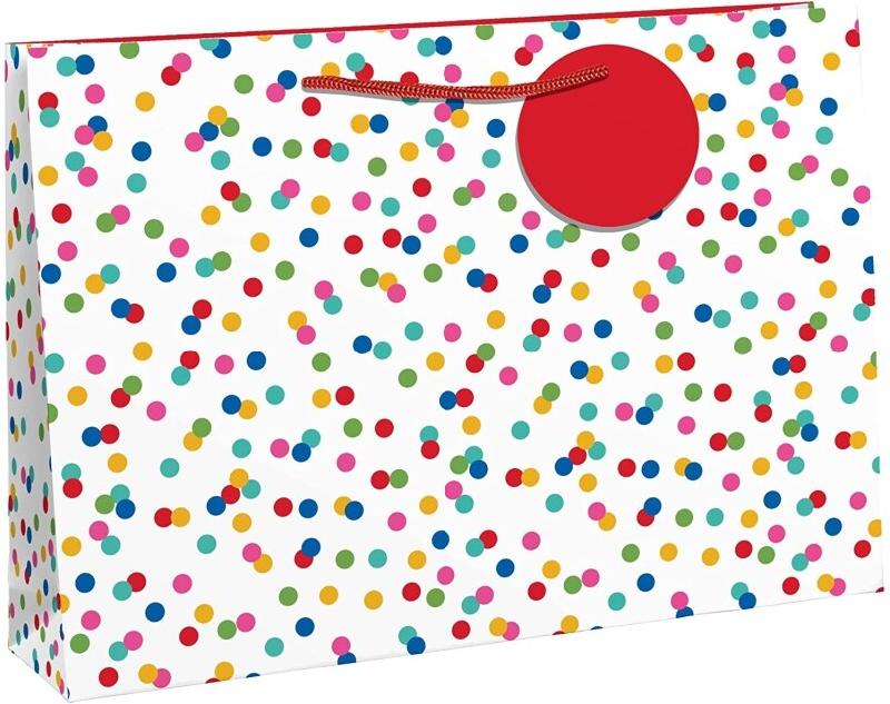 Clairefontaine Lot de 6 Sac cadeau Pois, format shopping (37,3x11,8x27,5 cm), papier 210 g/m², anses ruban assorties - 5033601008484_0