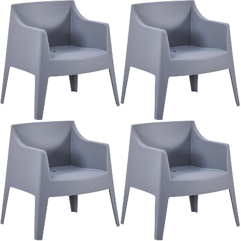 CLP Ensemble de 4 chaises de jardin Bartal Gris - gris plastique 327744_0