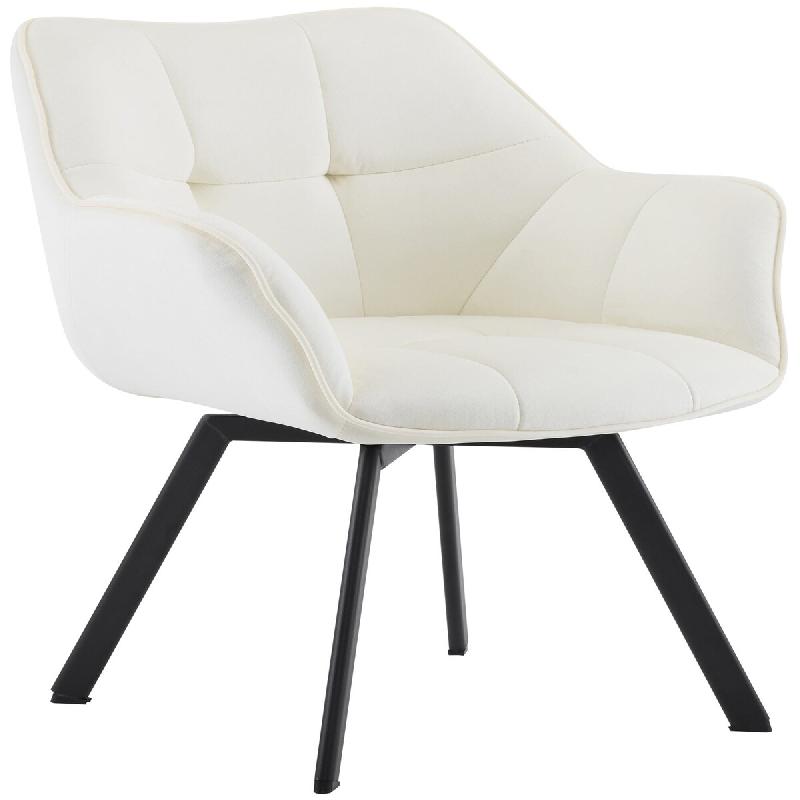 Décoshop26 - Chaise de salle à manger x1 assise pivotante confortable en velours crème et métal noir 10_0007474 - beige métal 3000266125315_0