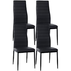 Décoshop26 - Lot de 4 chaises de salle à manger design simple en synthétique noir avec couture cadre en métal noir CDS10408 - noir 3002482732698_0
