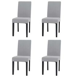 Décoshop26 - Lot de 4 chaises de salle à manger dossier haut en tissu velours côtelé gris clair pieds foncés 04_0007521 - gris 3000262170401_0