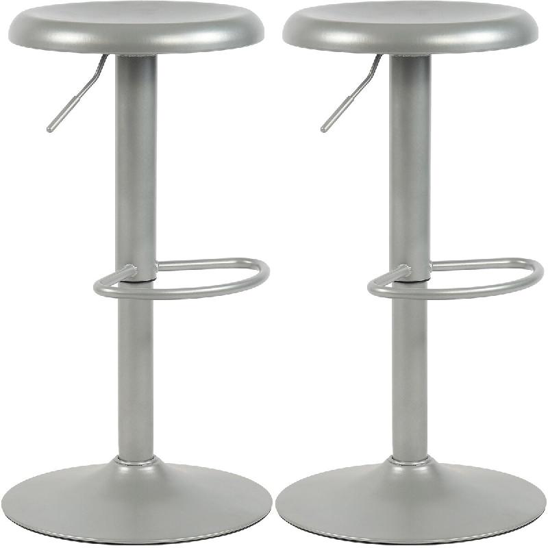 Décoshop26 - Set de 2 tabourets de bar hauteur réglable avec repose-pieds design moderne en métal argenté 10_0005907 - argenté métal 3000265290755_0