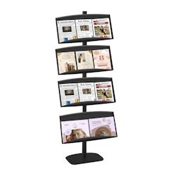 Edimeta Présentoir vitrine Presse H 177 cm NOIR 4 étagères MÉTAL NOIR - noir métal 214174MNR_0