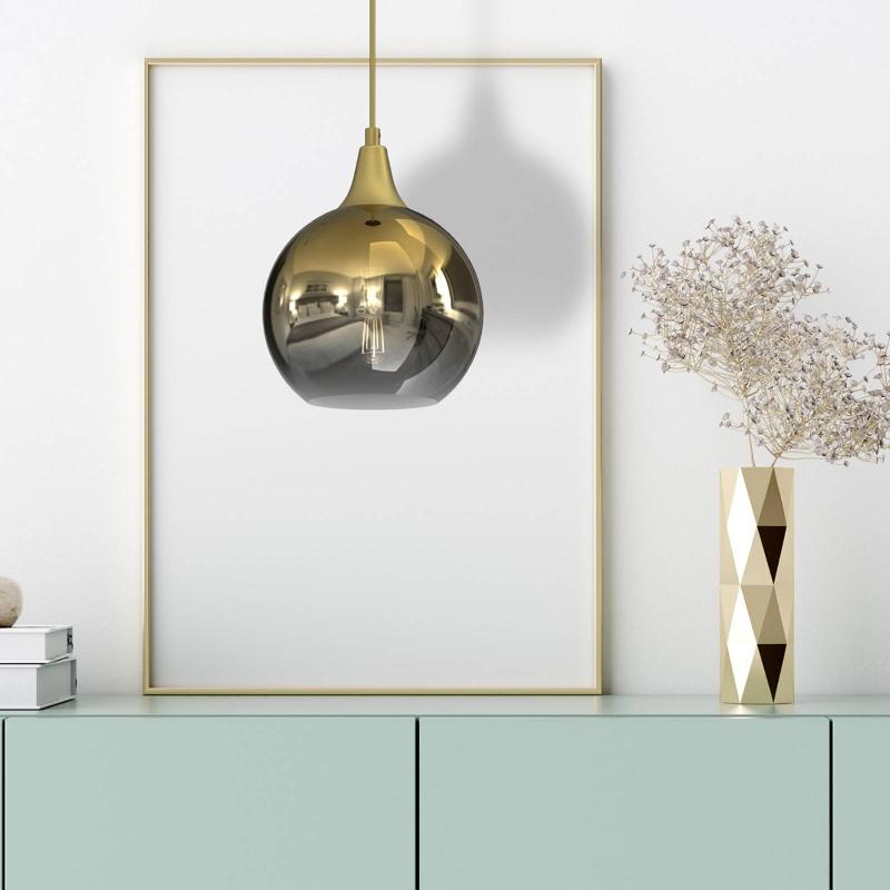 EKO-LIGHT SUSPENSION MONTE EN VERRE, À 1 LAMPE, DORÉE