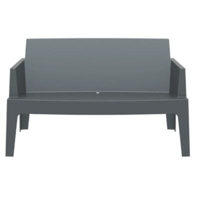 Emh Canapé de terrasse restaurant Box gris anthracite 2 places – empilable – polypropylène renforcé – intérieur / extérieur - gris EPP (Pol_0