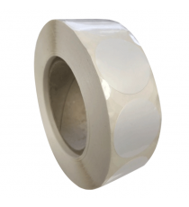 Étiquettes rondes - diamètre 70mm - polypro blanc brillant - bobine de 900 étiquettes - mandrin 76mm_0