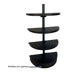 EUROP'METAL - Terminaison de Gondole Centrale DEMI-RONDE Noir H.143xP.30cm - BASE + 3 tablettes supérieures - TG9PROF300N - acier noir mat 3701487200354_0
