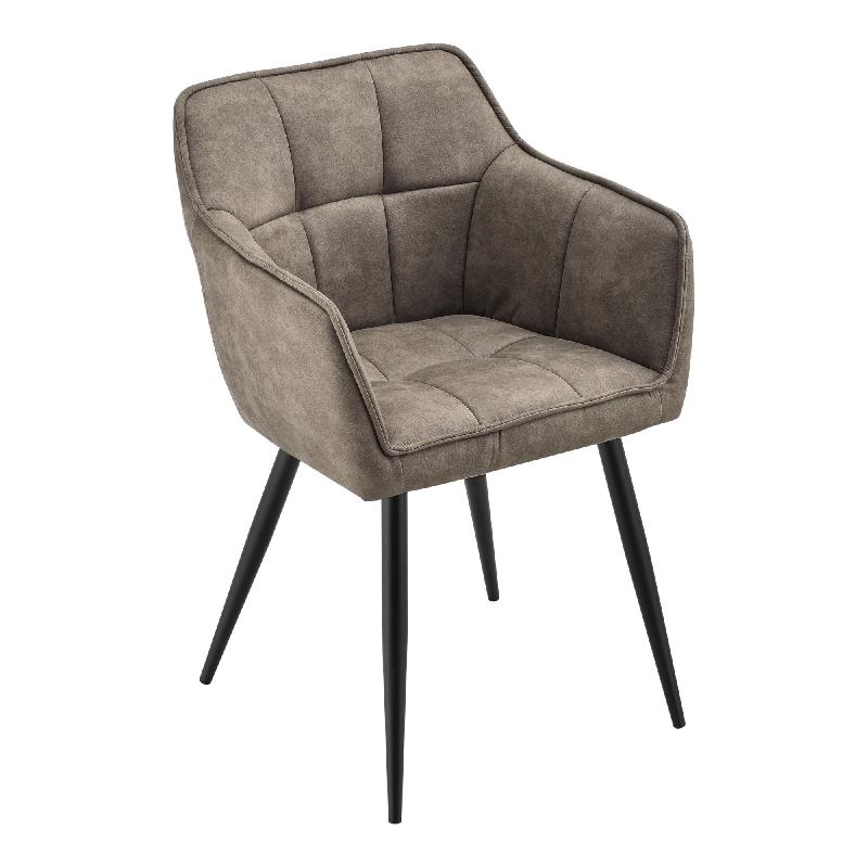 Fauteuil de salon élégant - siège rembourré design imitation velours polyester - métal - 79 cm - taupe - 03_0005209_0