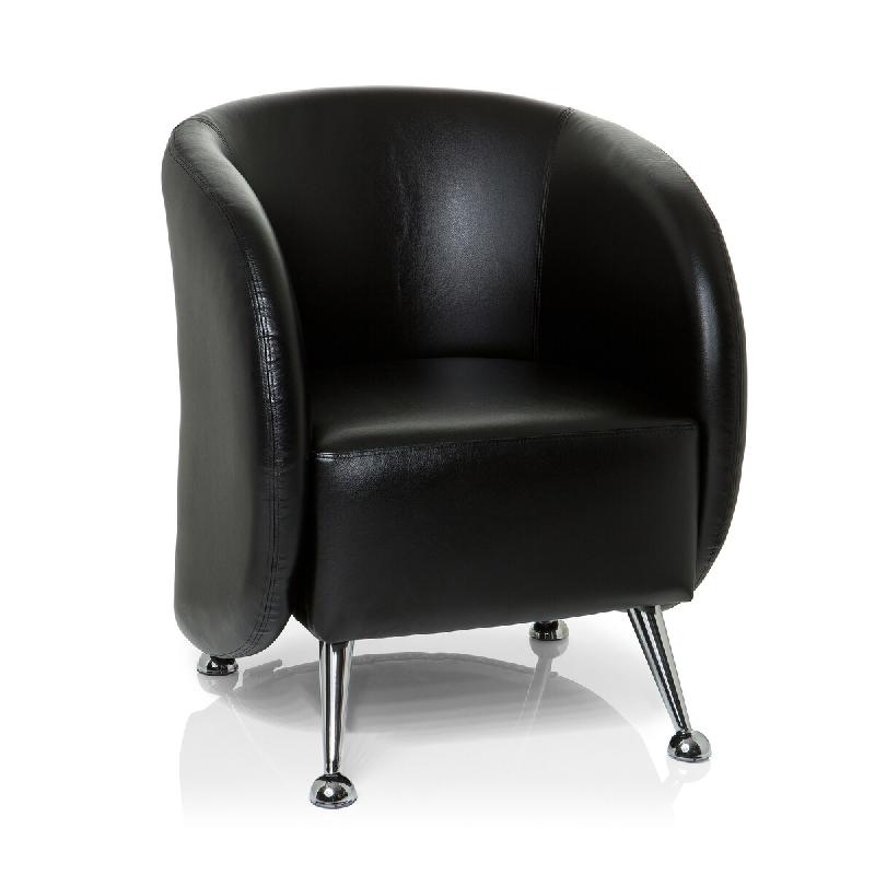 Fauteuil lounge / fauteuil club ST. LUCIA en similicuir noir hjh OFFICE - noir plastique 713200_0