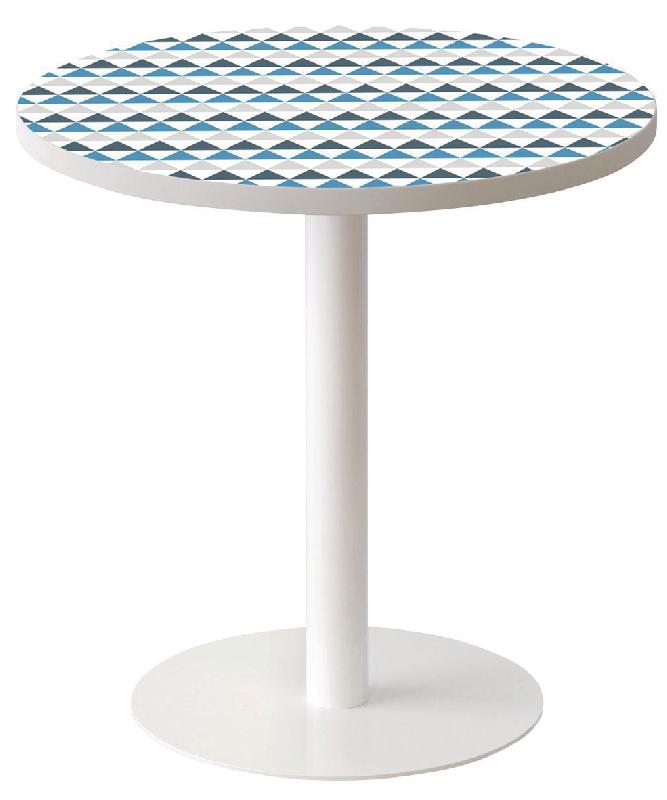 GUÉRIDON EASY OFFICE BAS PIED MÉTAL Ø 60 CM PLATEAU DÉCOR BLEU - MANUTAN COLLECTIVITÉS