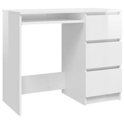 Helloshop26 - Bureau table poste de travail meuble d'ordinateur informatique étude brillant 90 x 45 x 76 cm bois d'ingénierie blanc 02_0023553 - 300_0