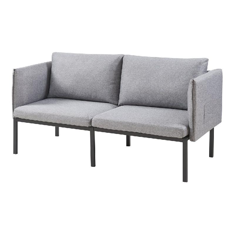 Helloshop26 - Canapé fauteuil 2 places 69 x 158 x 63 cm gris 03_0009132 - gris métal 3000224526451_0