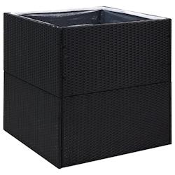 Helloshop26 - Jardinière bac lit surélevé plantes fleurs terrasse jardin 80 x 80 x 80 cm Résine tressée noir 02_0037931 - 3000217874125_0