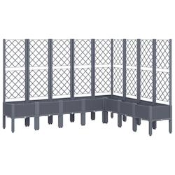 Helloshop26 - Jardinière bac lit surélevé plantes fleurs terrasse jardin avec treillis 200 x 160 x 142 cm PP gris 02_0038275 - 3000214161549_0