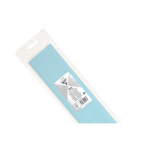 LOT DE 10 - PAPIER CRÉPON, SACHET DE 1 FEUILLE PLIÉE 75% AU FORMAT 2,50X0,50M - BLEU CIEL