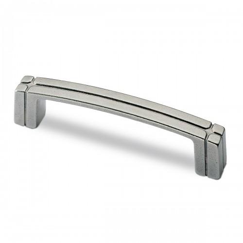 LOT DE 4 POIGNÉES DE MEUBLE ZINC FINITION ÉTAIN CORDUBA ENTRAXE 128 MM HETTICH