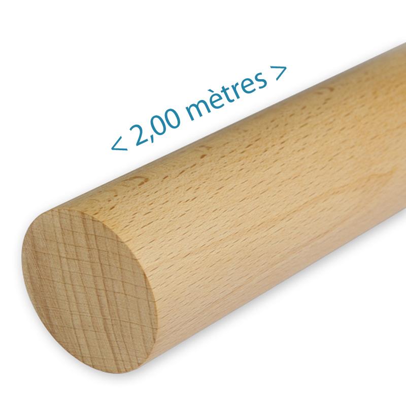 Main courante en hêtre brut - 42mm de diamètre - 2 mètres_0