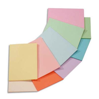 PAPIER COULEUR TROPHEE - COLORIS ASSORTIS PASTEL ROSE - CANARI - VERT - BLEU - SAUMON - 80G - A4  - RAMETTE 5 X 100 FEUILLES - LOT DE 5