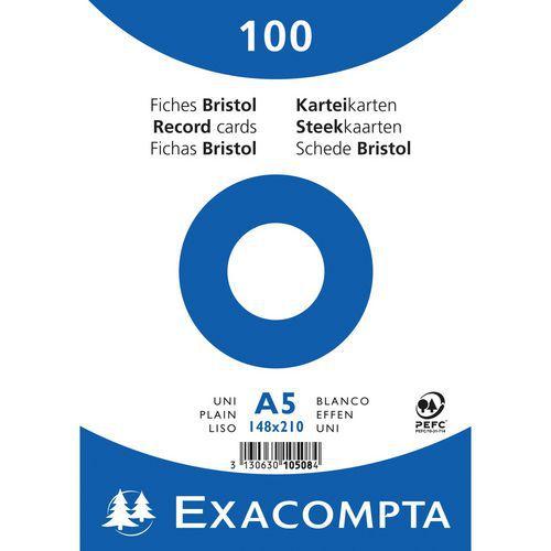 PAQUET 100 FICHES BLANC SOUS FILM BRISTOL UNI 148X210MM - EXACOMPTA
