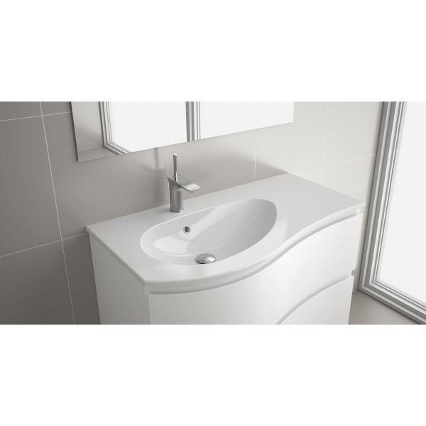 PLAN VASQUE ARRONDI DROIT CHARGE MINÉRALE BLANC BRILLANT - MAM - SALGAR - 83876