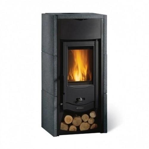 POÊLE À BOIS 6,0 KW AVEC PORTE-BÛCHES ET REVÊTEMENT PIERRE VULCAN - ASIA BII LA NORDICA EXTRAFLAME